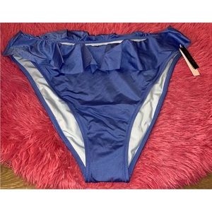Victorias Secret Ruffled Ruffle Cheeky Swim Bikini Bottom High Waist Blue‎ XL
